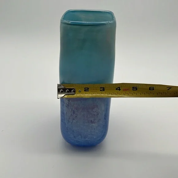 Vintage Multi-Tone Blue and Pink Pearlized Glazed Glass Vase​ - Picture 8 of 9